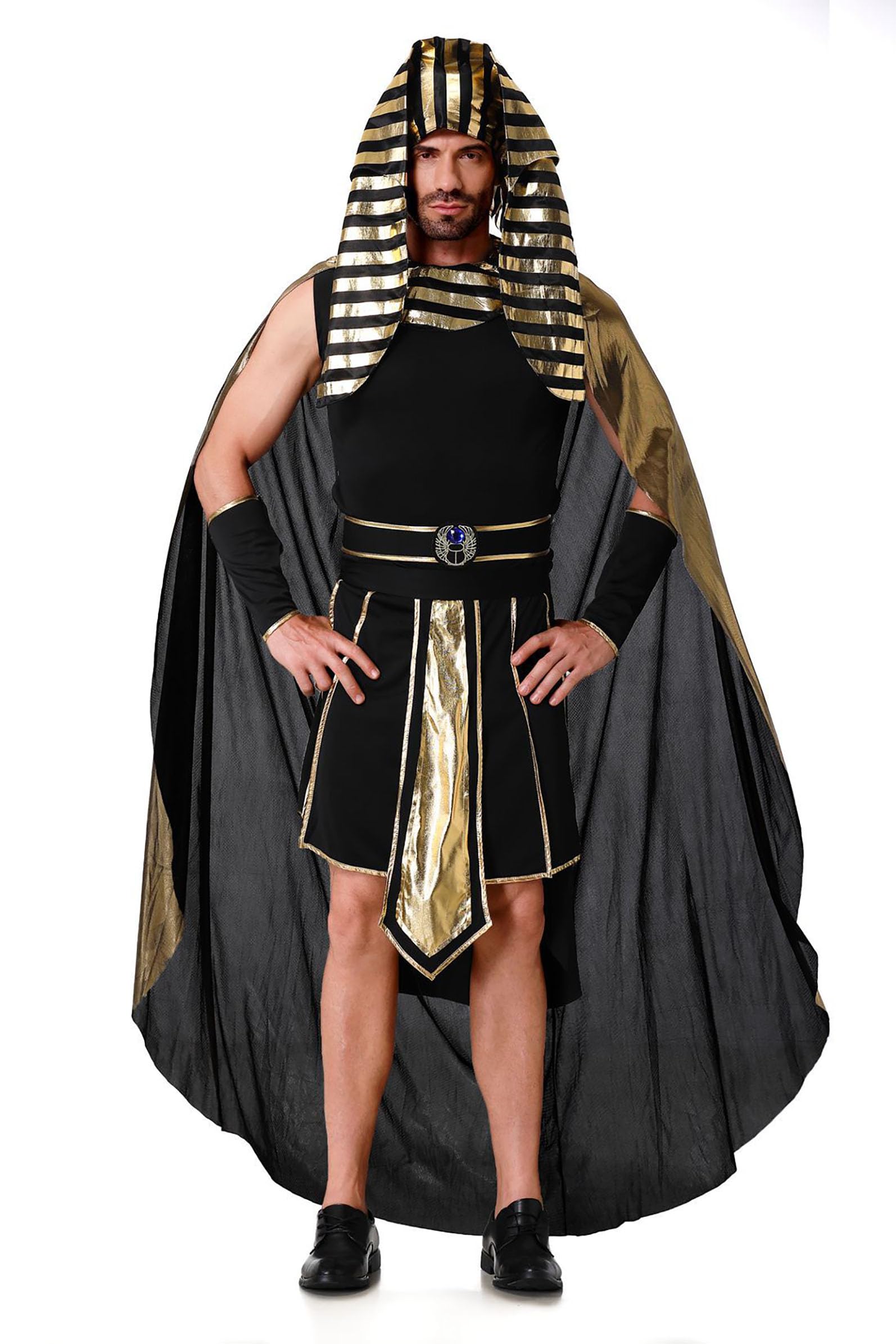 Disfraz de faraón egipcio para hombre, disfraz de egipcio, traje histórico del faraón para Halloween, carnaval