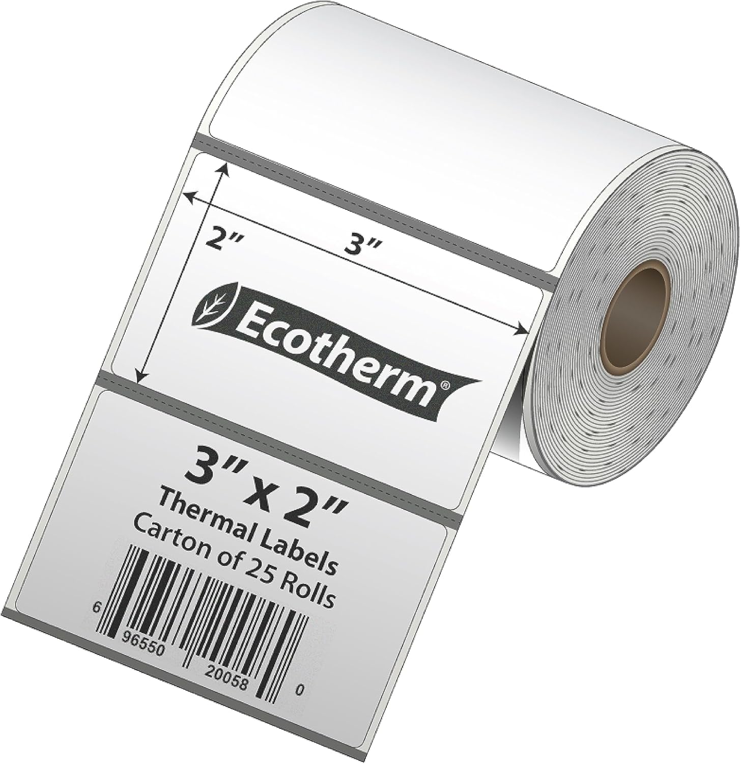 3" x 2" Mobile Printer Labels | 25 Rolls | 5250 Labels | fits Zebra ZQ630, QL420, QL320 and QLn420 Printers | Black Mark On Liner | .75" Core Rolls | by Ecotherm - Image 2