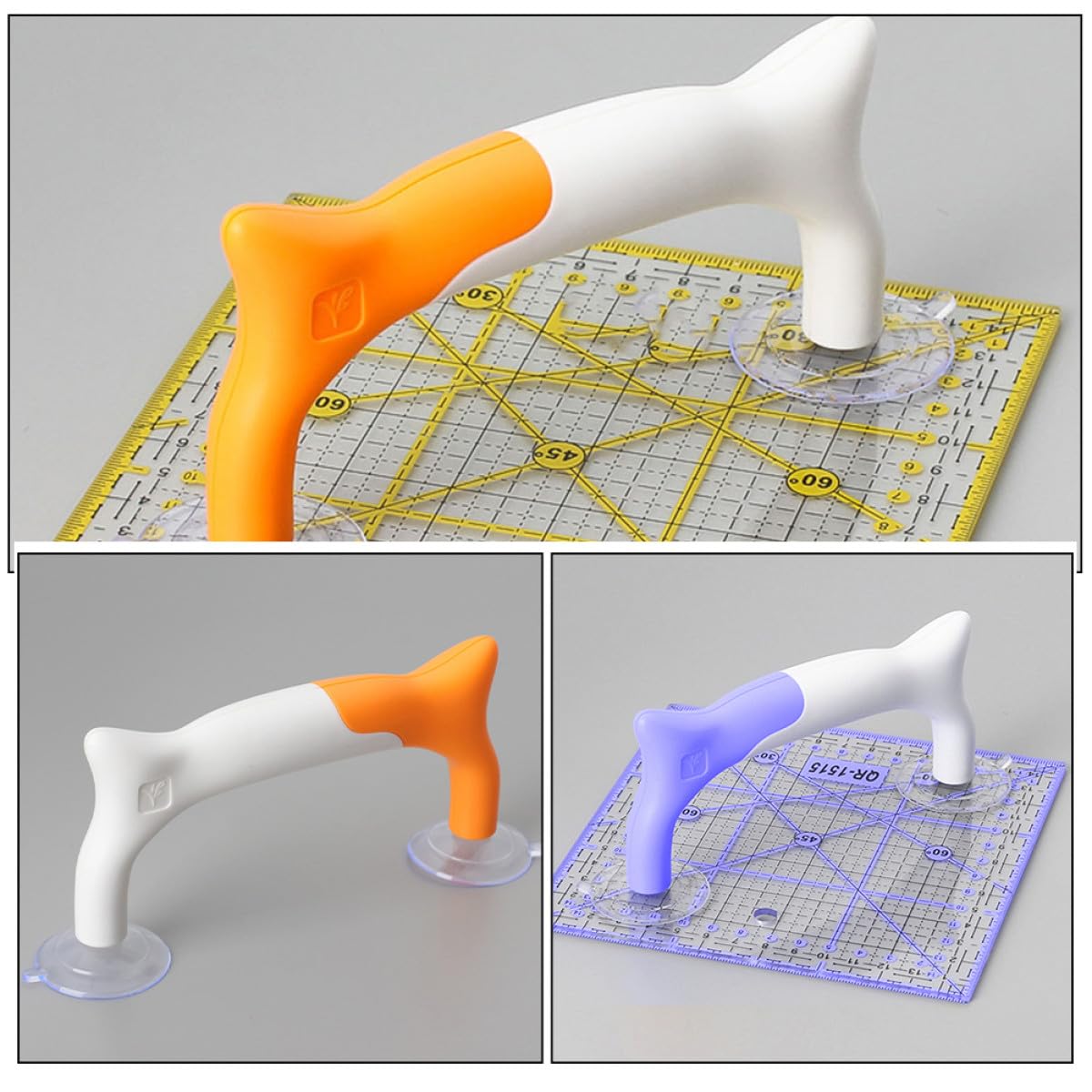2 Stück Quiltlinealhalter mit Starkem Saugnapf Leichtes Abs Pvc Material Rutschfester Griff für Präzise Patchwork Nählineale bei Selbstgemacht Quilting Projekten