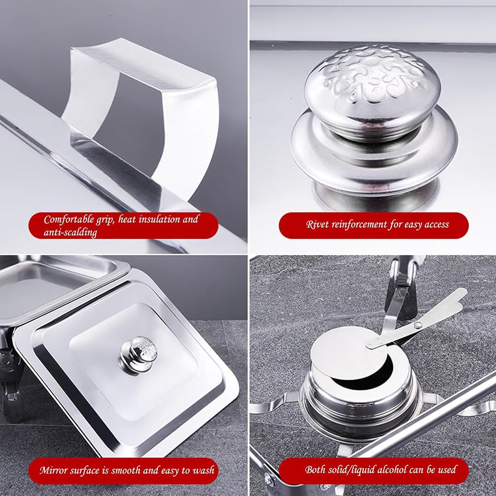 Calentador de Buffet de Acero Inoxidable, Estructura portátil y Desmontable, Placas calentadas comercialmente, Adecuado para hoteles, Banquetes, Bodas y Fiestas