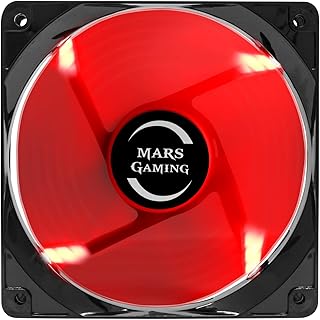 Mars Gaming MF12 - Ventilateur d'ordinateur (9 lames, éclairage LED vert, 50 000 heures de fonctionnement, 14 db, silencieux), noir et rouge