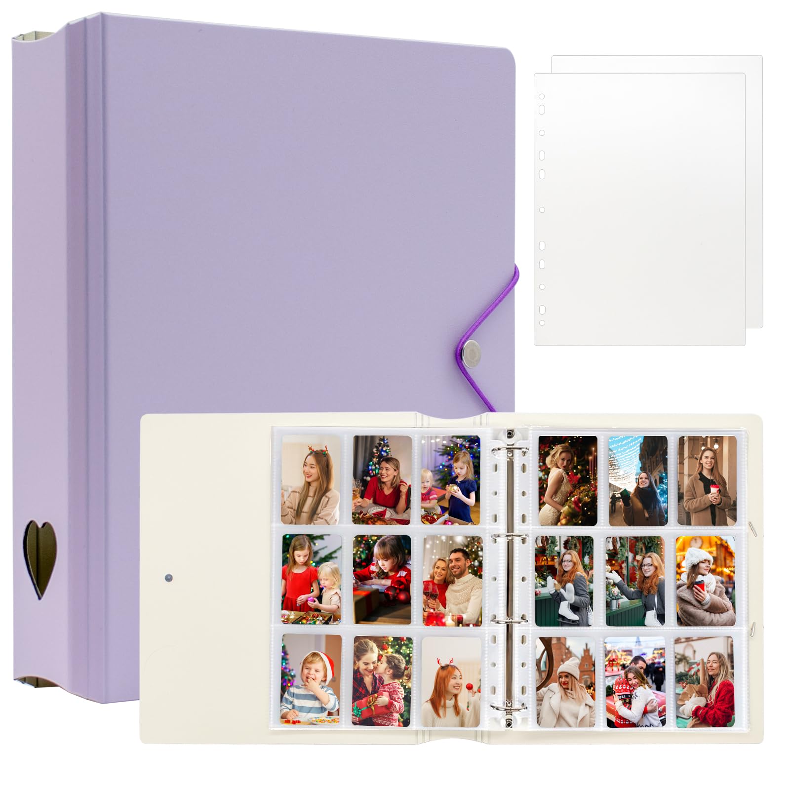 A4 Kpop Photocard Binder, 4 Ring Binder Photo Album for Fujifilm Instax Mini Camera Polaroid Printer Photo Film, 2x3 inch Kpop Photocard Holder Book