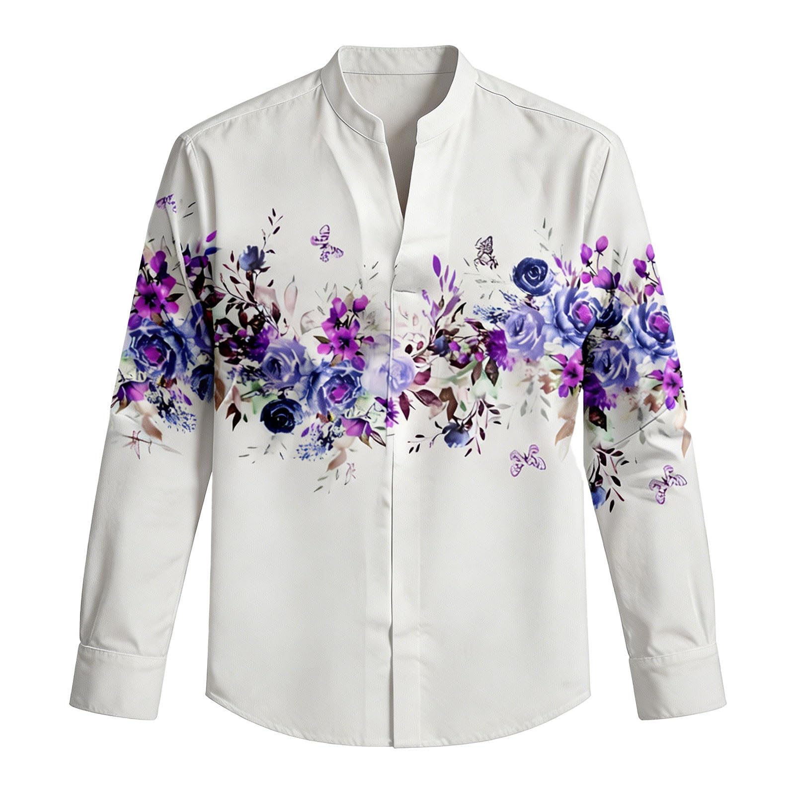 Camisa medieval para hombre con cuello alto de manga larga 6