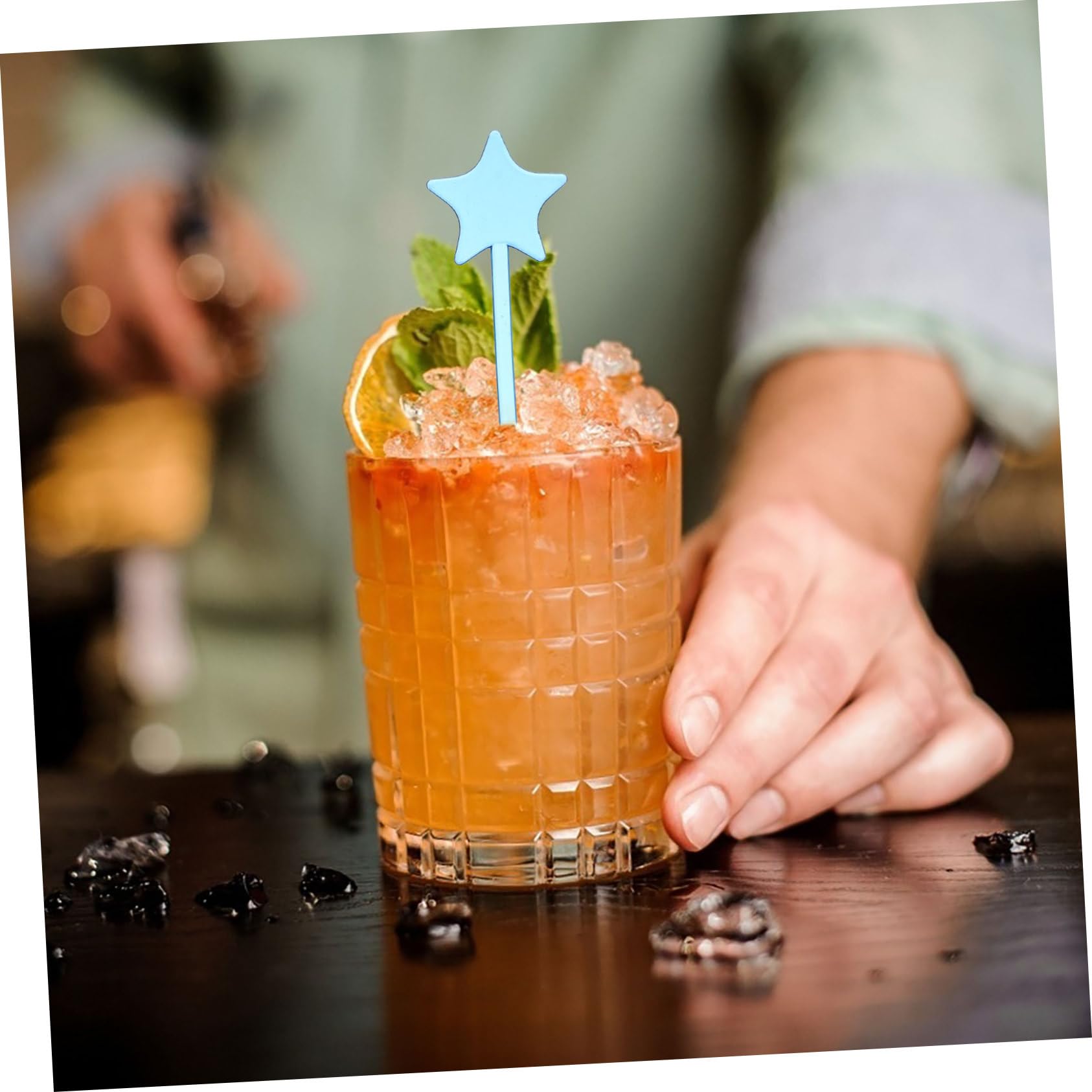 Cabilock 50Pcs Colorful Mixing Rods Star Shaped Beverage Stirring Sticks for Home Bar and Parties Drink Mixers Ergonomic Design for Easy Grasp for Cocktails