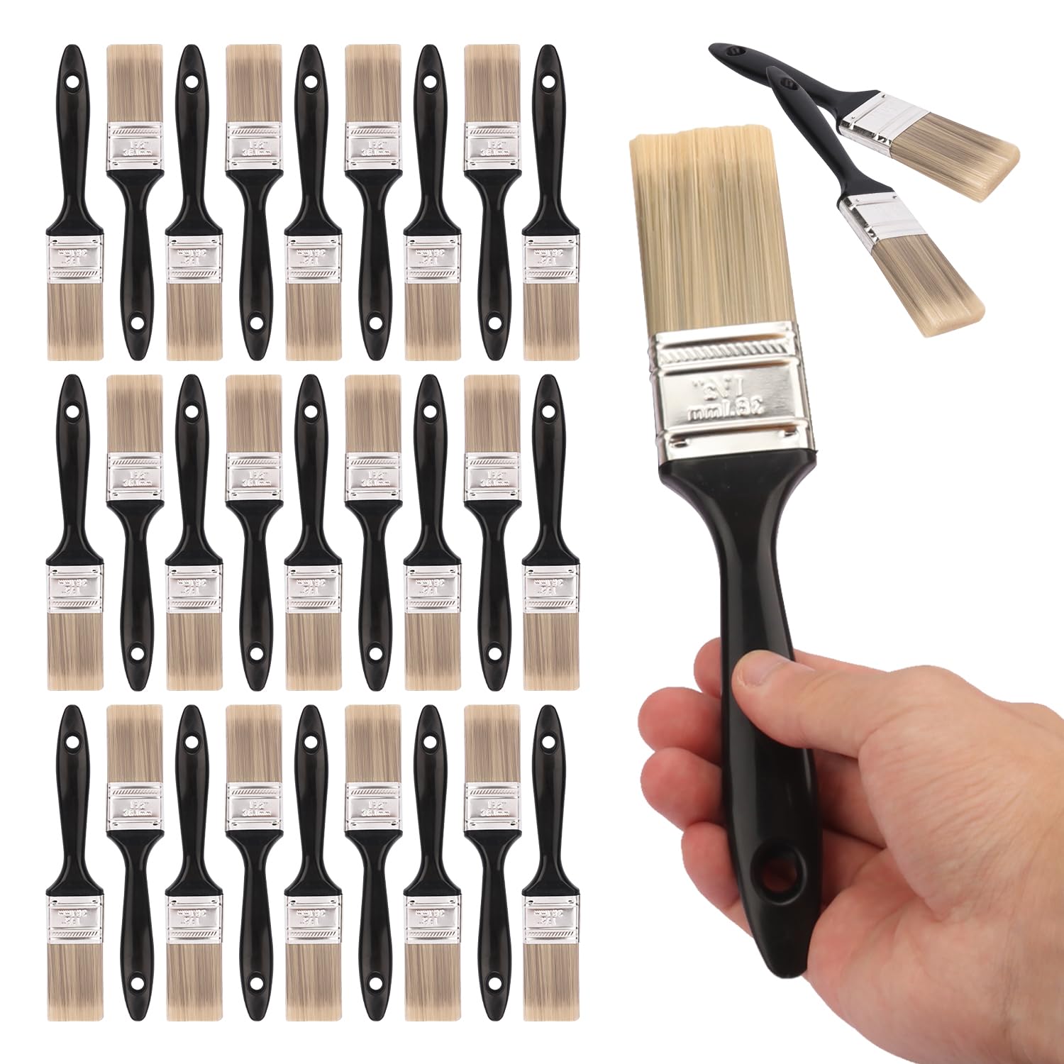 Paquete de 30 pinceles de pintura de 1.5 pulgadas, una gama profesional de pinceles de pintura de pared, pincel de pintura de cubierta y pinceles de virutas, herramientas de pintura perfectas para tu