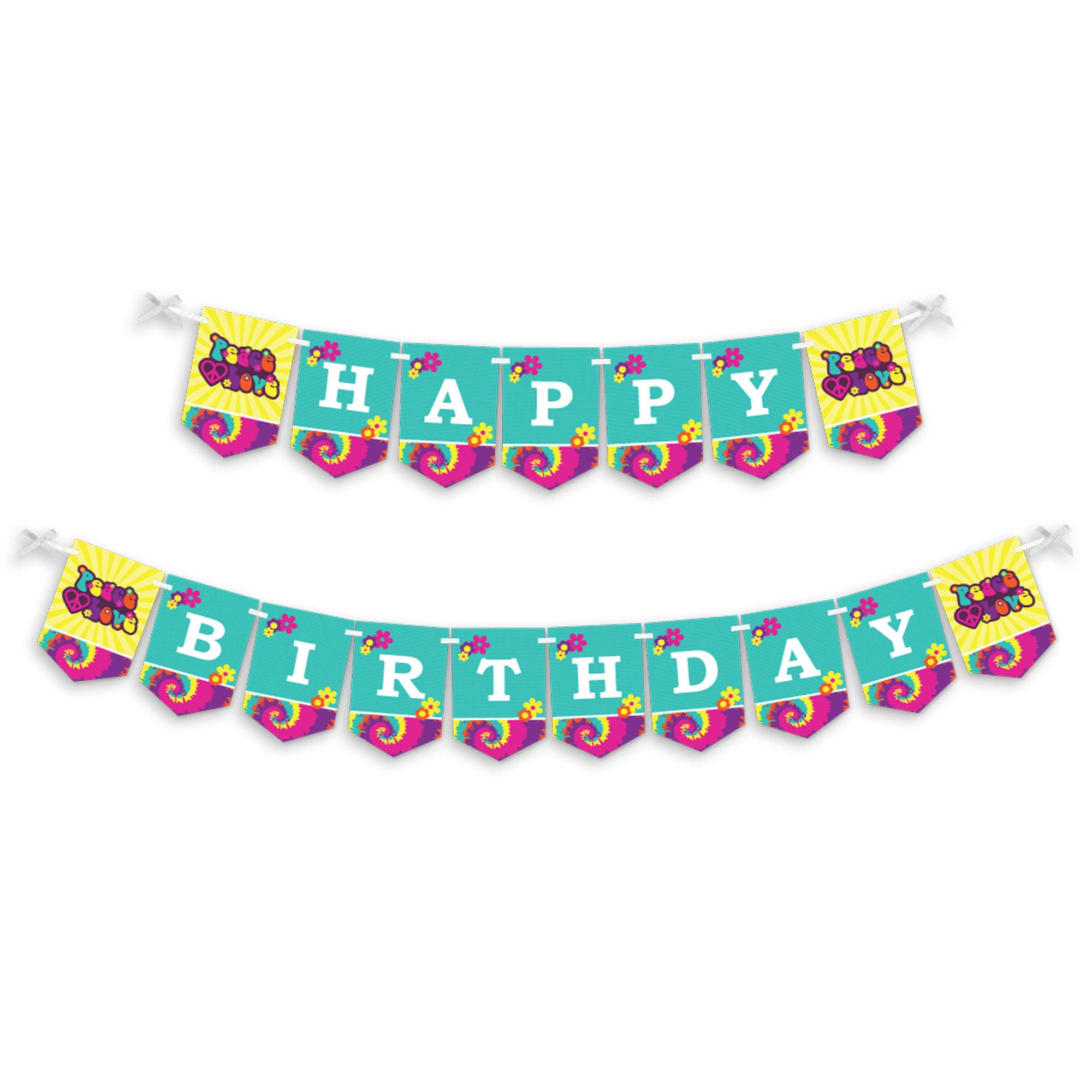 Big Dot Of Happiness Stay Groovy Hippie Birthday Banner - Retro Daisy Bunting Party Decor
