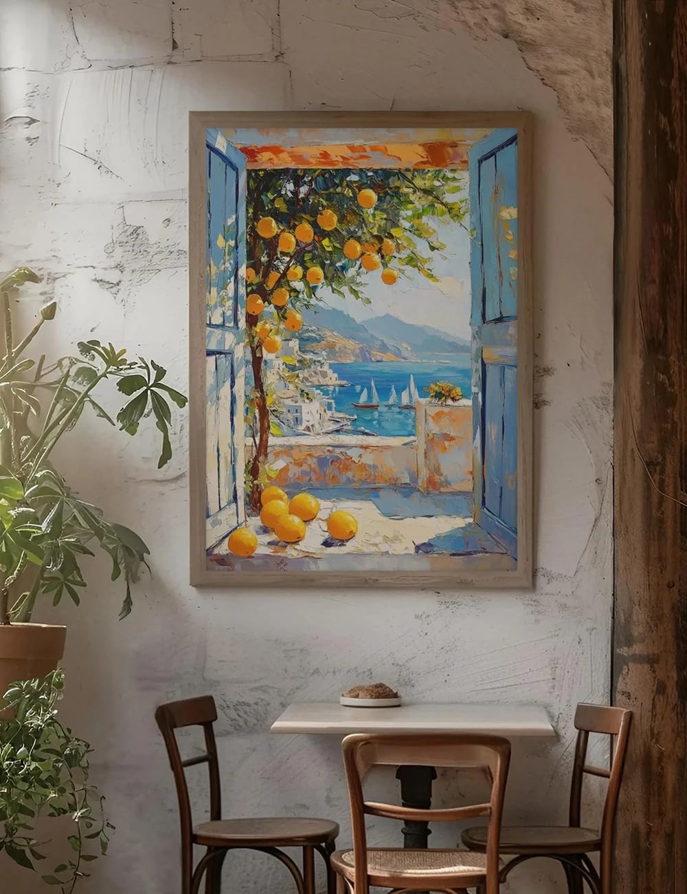 Gosrd Frameless Open Window Henri Matisse Print Patio Doors Islands, Lemons Modern Home Room Decor Posters(40X55cm)