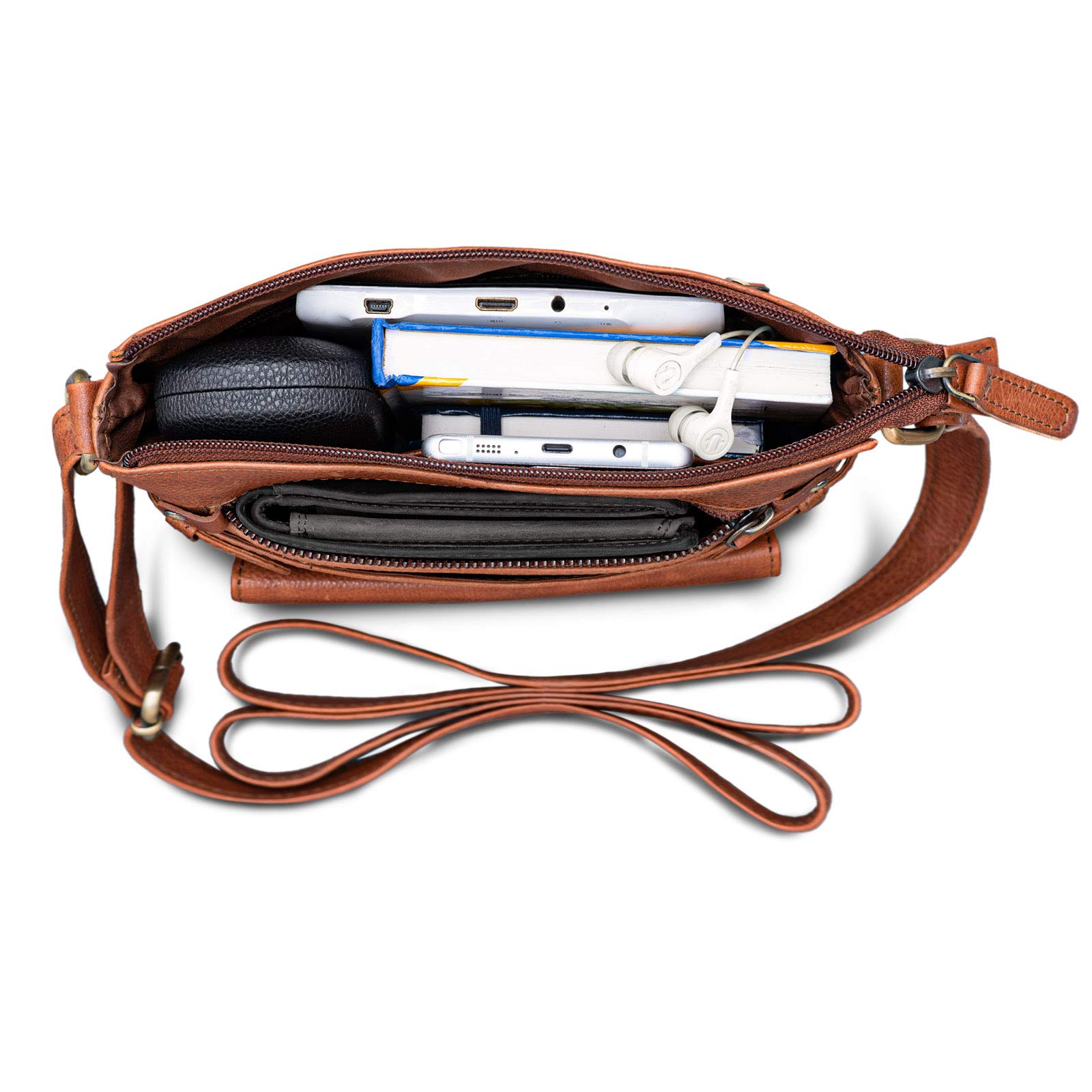 ROYALZ Borsello uomo Tracolla in Pelle Piccolo Borsa a Spalla vero Cuoio Stile Vintage di Qualità per Tablet da 9.7 Pollici