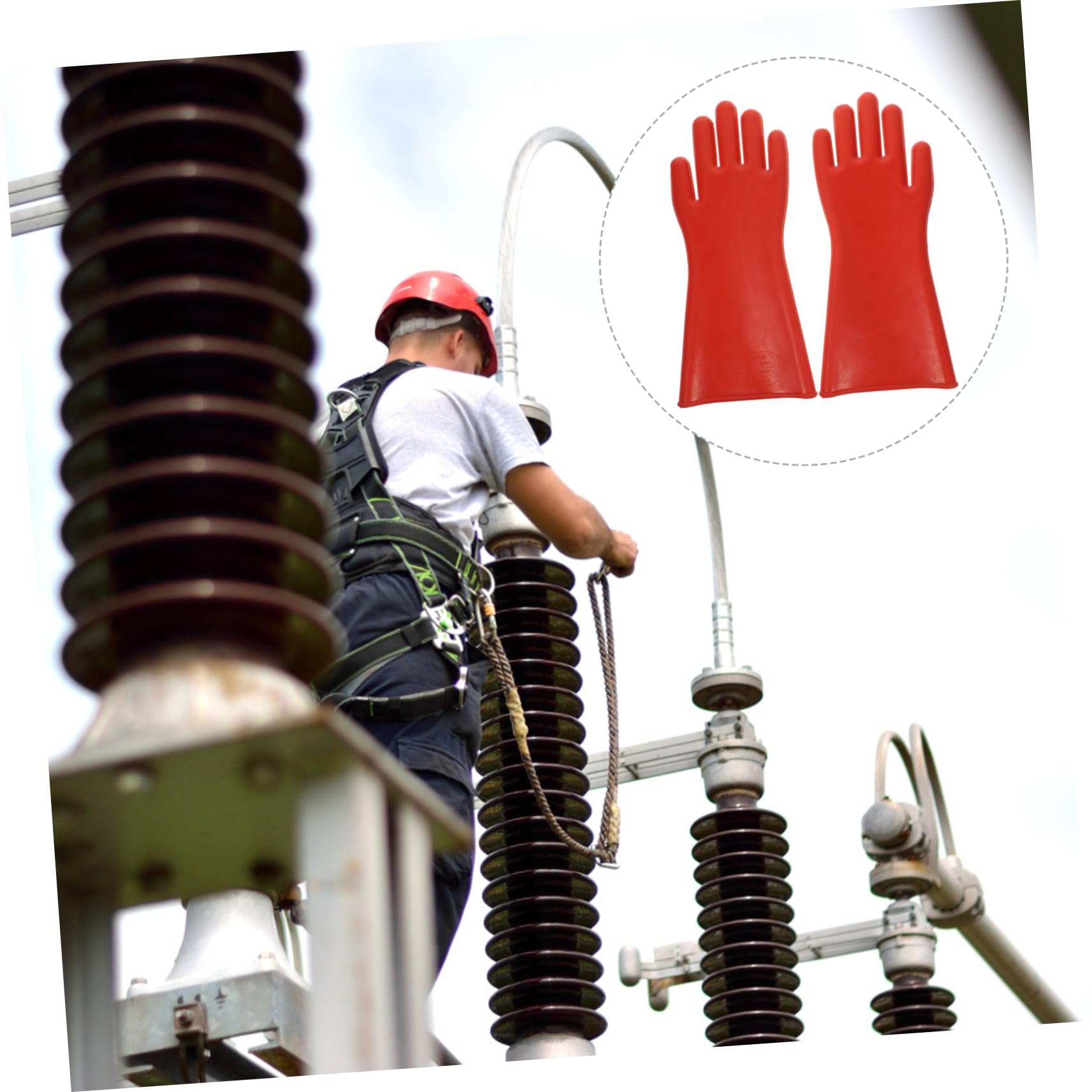 Cabilock Moufles Isolants Résistance Haute Pression en Caoutchouc Rouge pour Électricien Protection Confortable et Antidérapants pour Travail en Extérieur et Intérieur