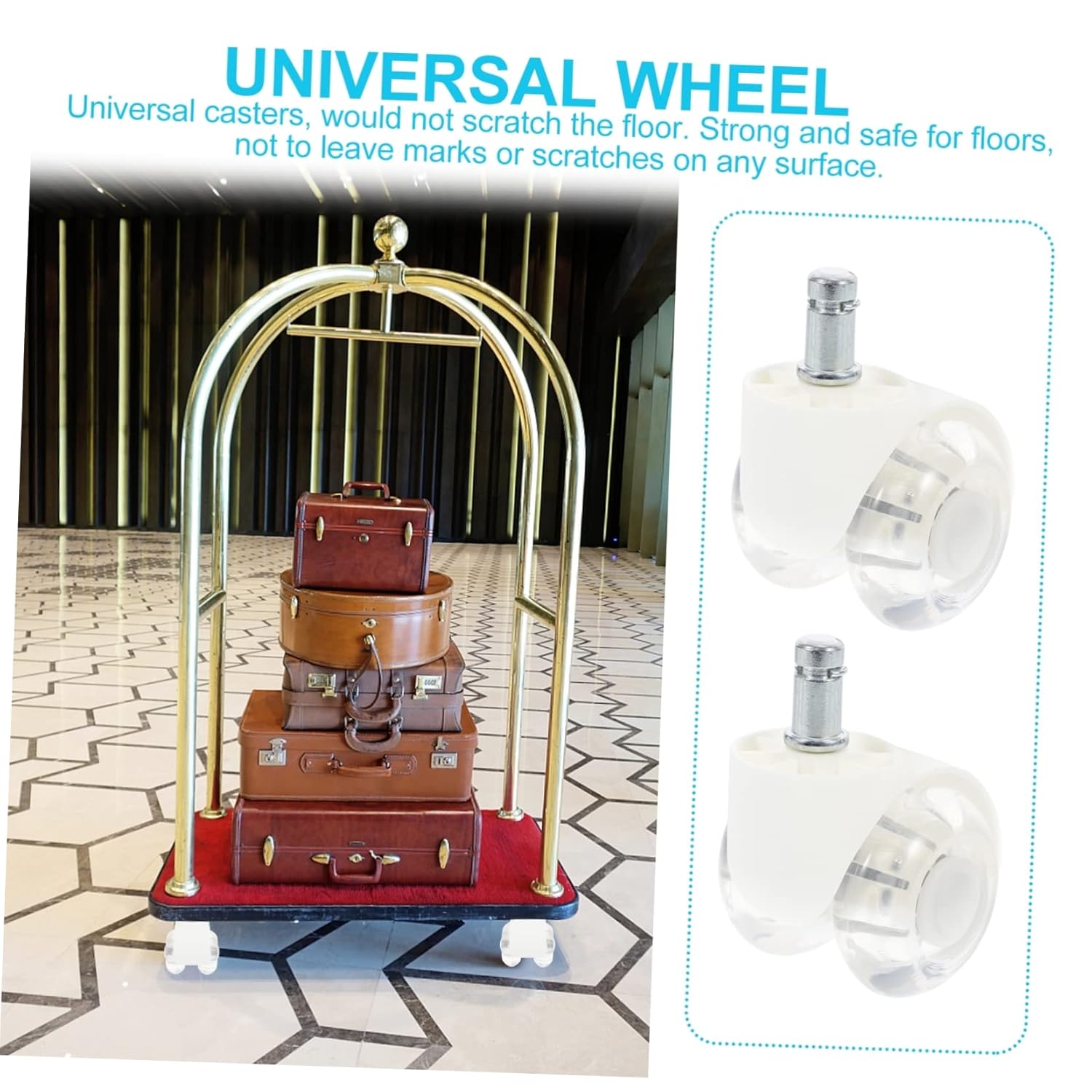 Housoutil 5pcs 2-Inch PU Office Chair Caster Wheels Universal Silent Rolling Heavy-Duty Casters for Furniture and Home Office Use