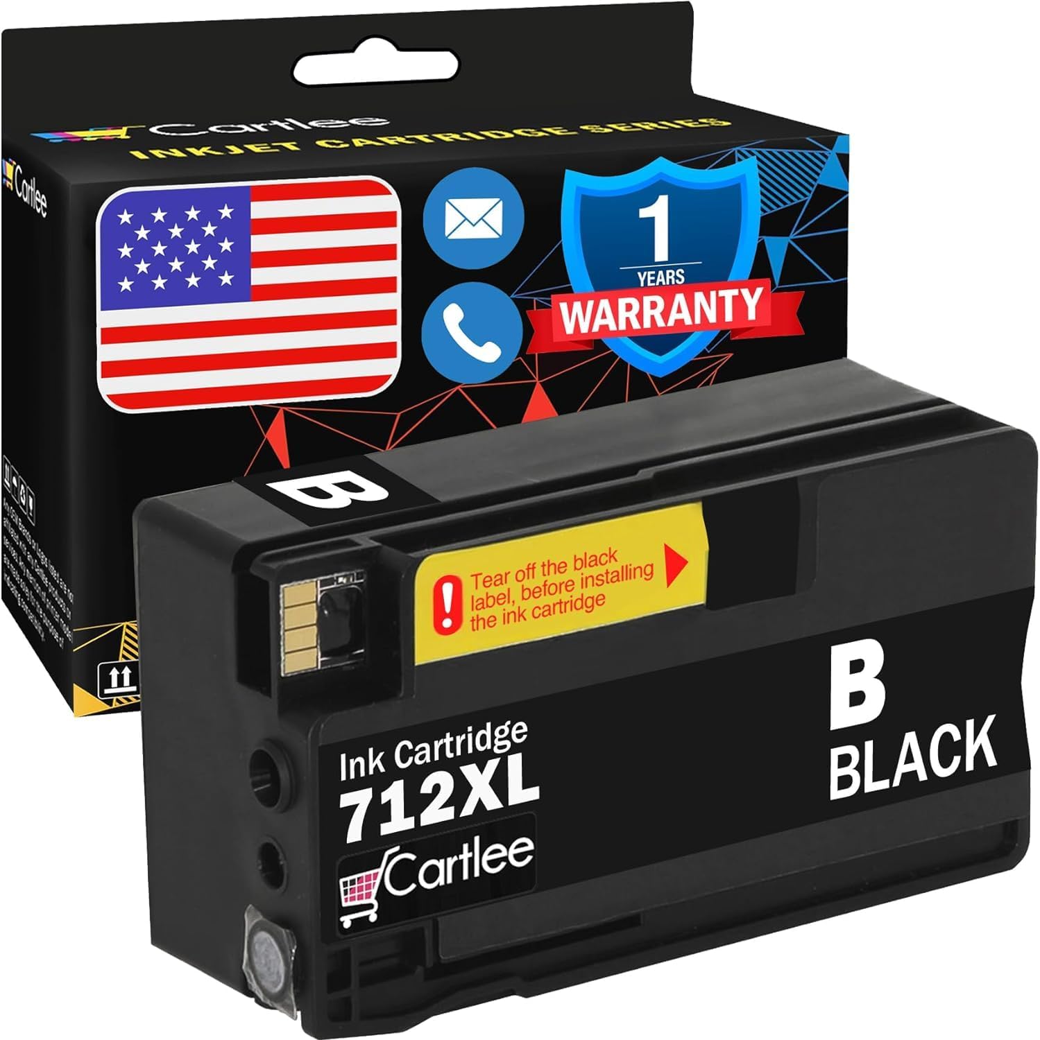 Cartlee Compatible Ink Cartridges Replacement for HP 712 712XL Ink Cartridges for HP for DesignJet T230 T250 T630 T650 Studio Plotter Printers T650 (1 Black)