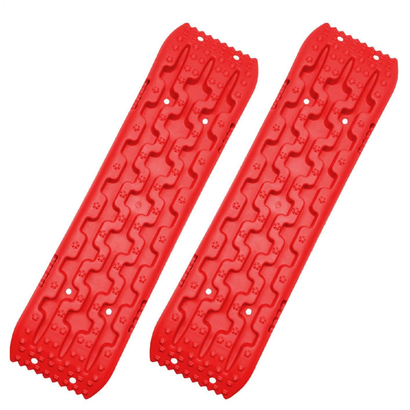 Tablero de tracción 2 piezas de nieve de tracción ferroviaria fuera de la carretera Ayuda a rastrear escalera de neumáticos para barro, hojas de para autocaravanas, vehículos, camiones - rojo