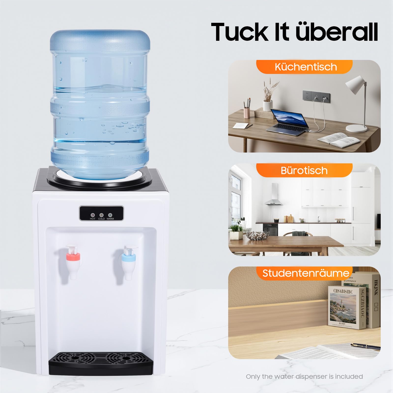 550W Elektrischer Wasserspender mit Kühlung Kalt-warm Mini Wasserspender für Den Haushalt 220 V Water Dispenser Kaltwasserspender Wasser Spender (Schwarz und Weiß)