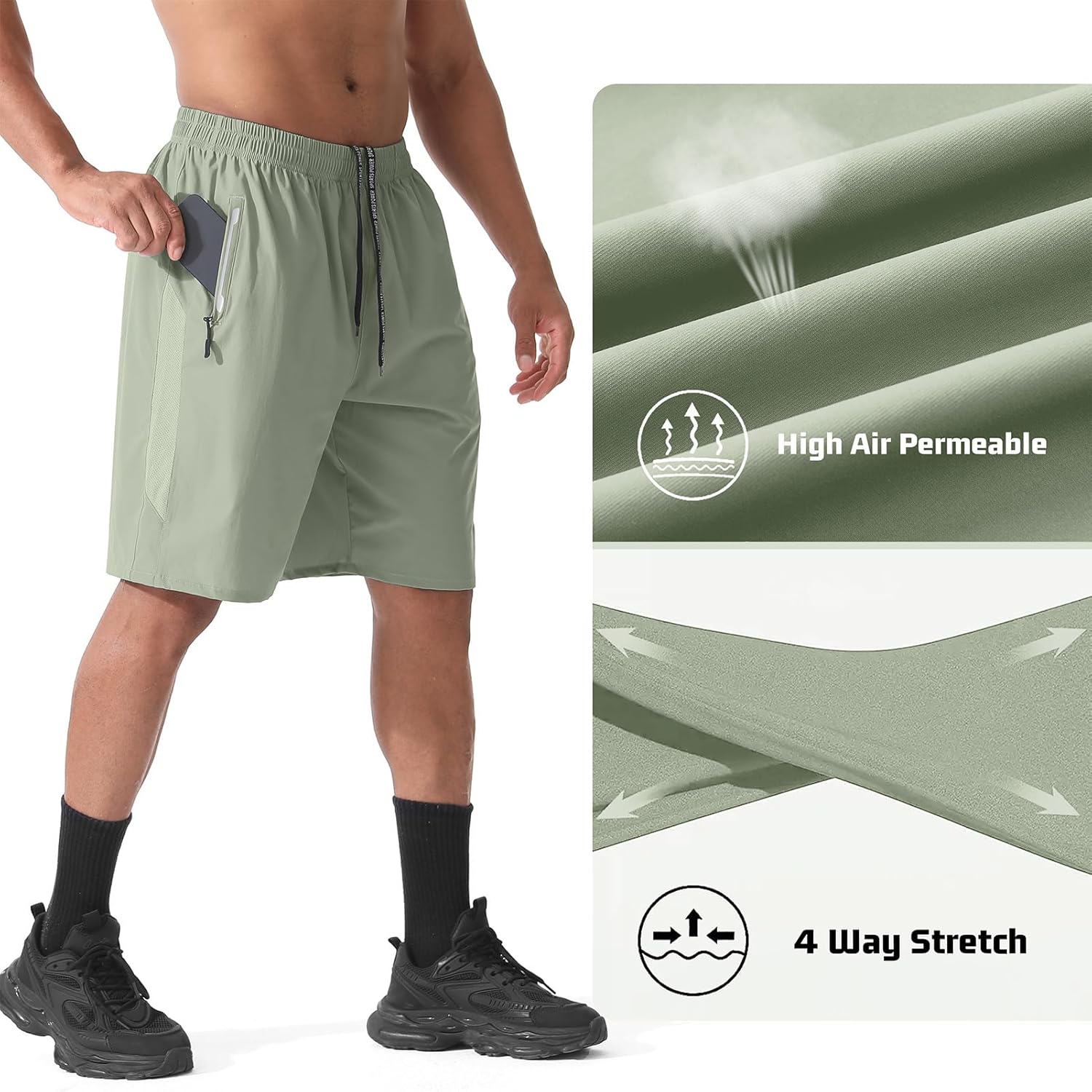 Athletic Running Shorts for Men 2 Pack 7"/9" Quick Dry Workout Gym Shorts with Zipper Pockets