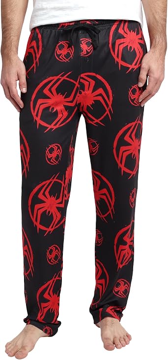 Miles Morales Spider-Man: Across the Spider-Verse Logo AOP Men's Black Sleep Pajama Pants