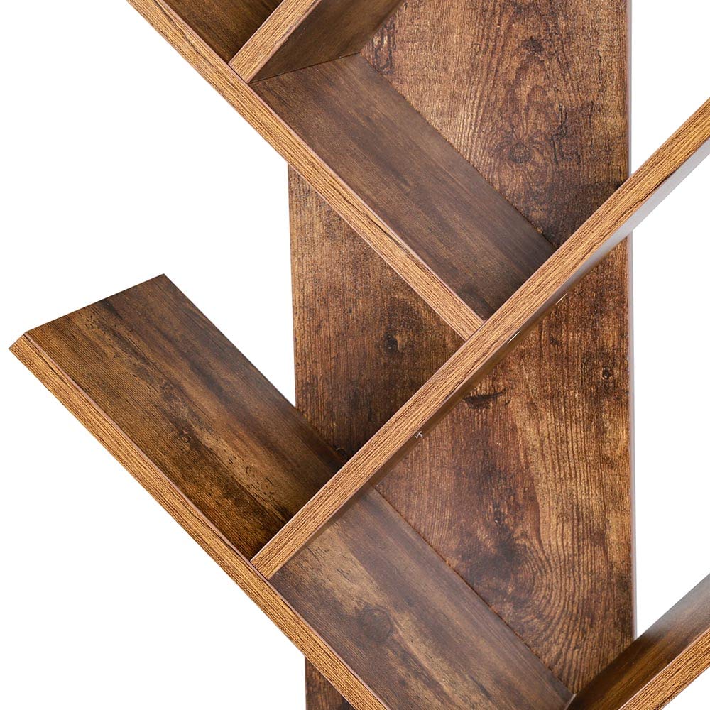 BAKAJI Libreria Scaffale 10 Ripiani Inclinati in Legno MDF Effetto Anticato Design Moderno Industriale per Soggiorno Salotto Casa Ufficio Dimensione 141 x 25 x 50 cm