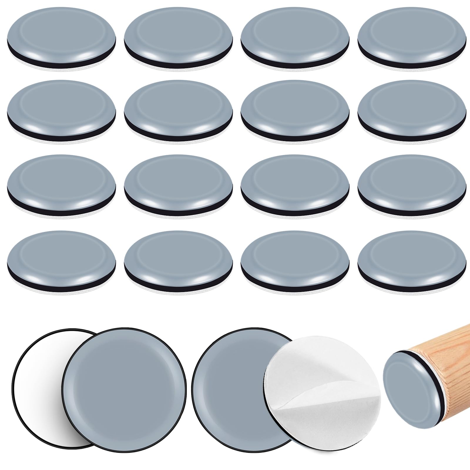 Filzada® 8x Teflon glijders zelfklevend - 50 mm (rond