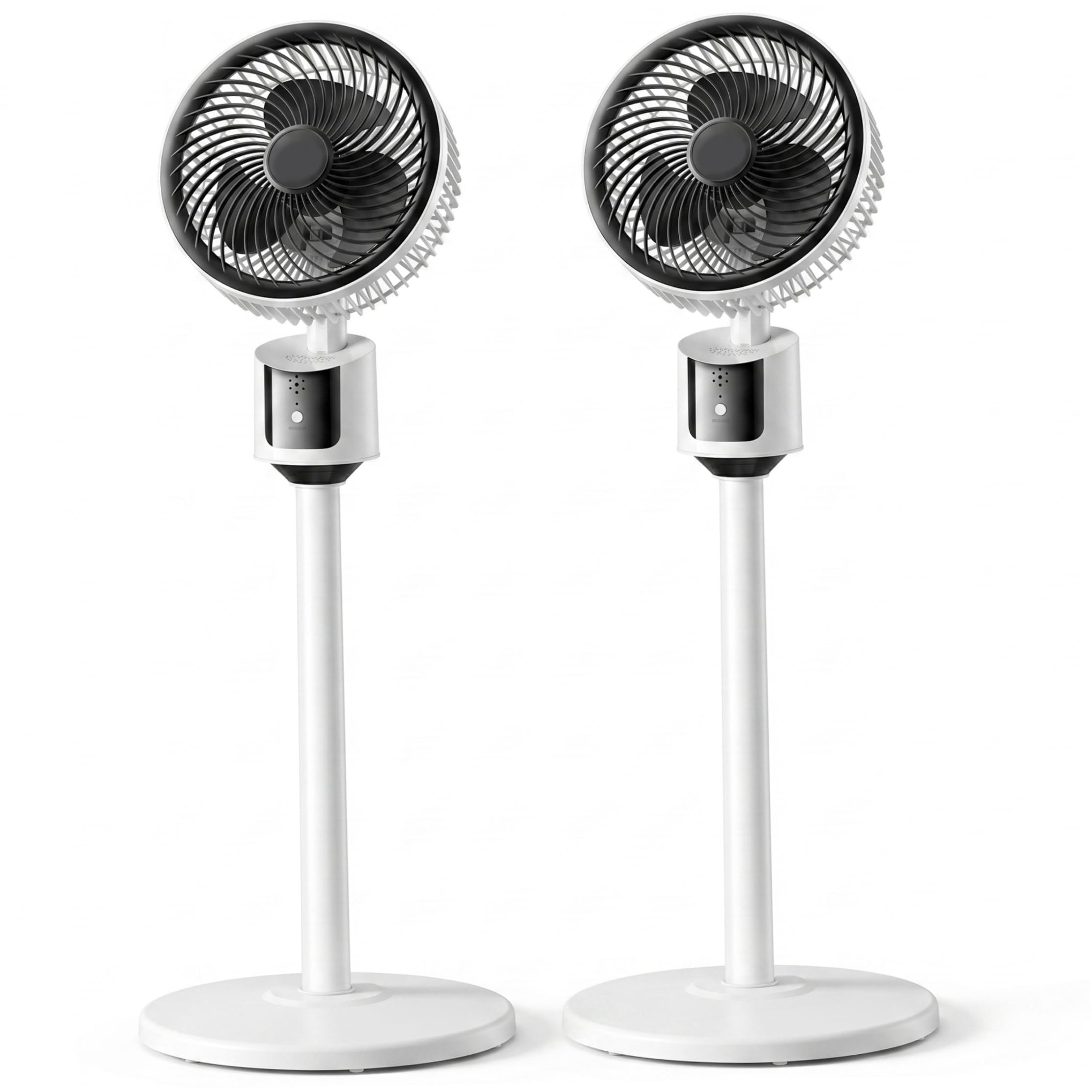 2pcs Pedestal Fan Oscillating, Standing Fan For Bedroom, 3-speed 5m Airflow, Quiet Usb-powered Cooling Fans, White