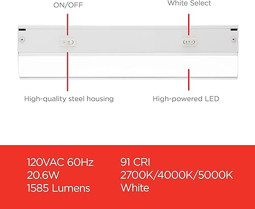 Miniatura 10 de UltraPro 12 inch Hardwired Under Cabinet Lights, 3 Color Settings - 2700K4000K5000K - Warm White, Cool White, and Daylight, Under Cabinet Lighting,