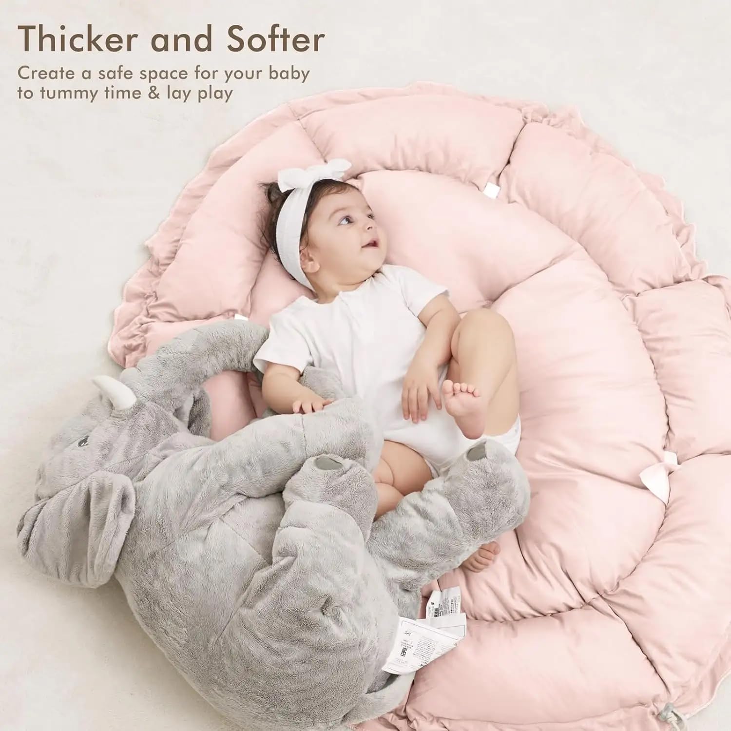 Tapis d'éveil Bébé Rembourré et Réversible 120x90x73 cm avec Jouets Sensoriels Rose