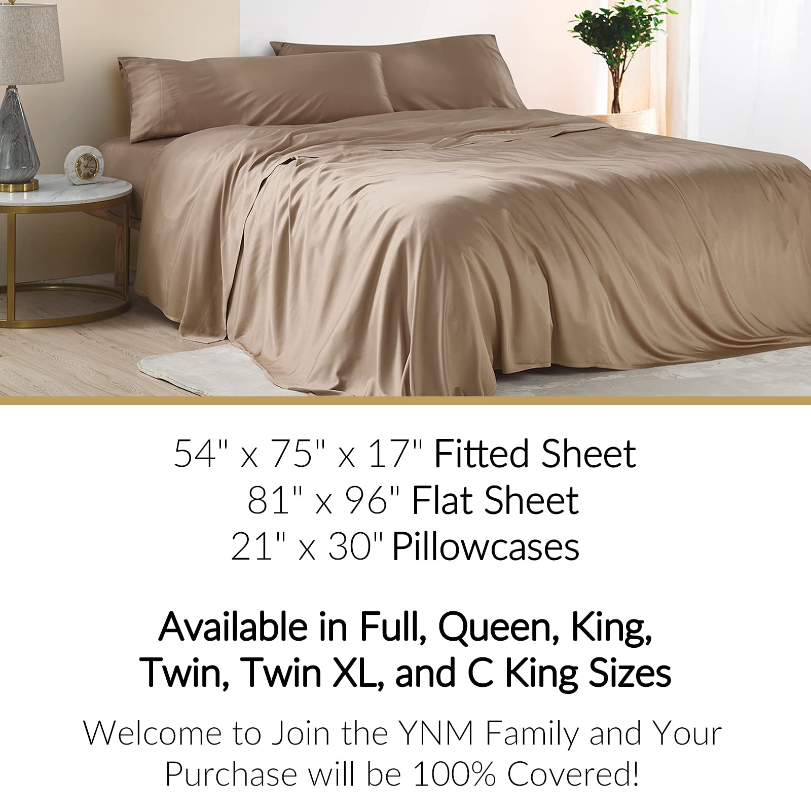Ynm 100 Bamboo Sheet Set Cooling And Silky Soft 500tc Bamboo Fabric 4 Piece Set Includes Flat Sheet Super Deep Pocket Fitted Sheet And 2 Pillowcases Full Brown Amazon Sg Home
