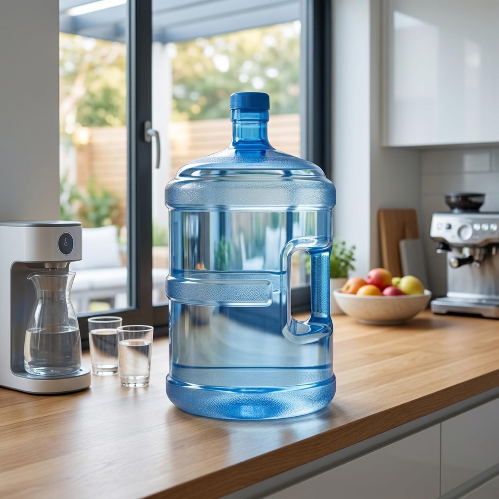 Bouteille d'eau de 5 gallons, récipient d'eau réutilisable avec poignée et bouchon anti-fuite pour la maison et le bureau, carafe de 5 gallons en PC qualité alimentaire - Récipient