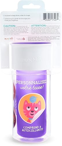 Miniatura 9 de Munchkin Miracle 360 - Vaso para beber con aislamiento, incluye calcomanías para personalizar la taza, 9 onzas, morado