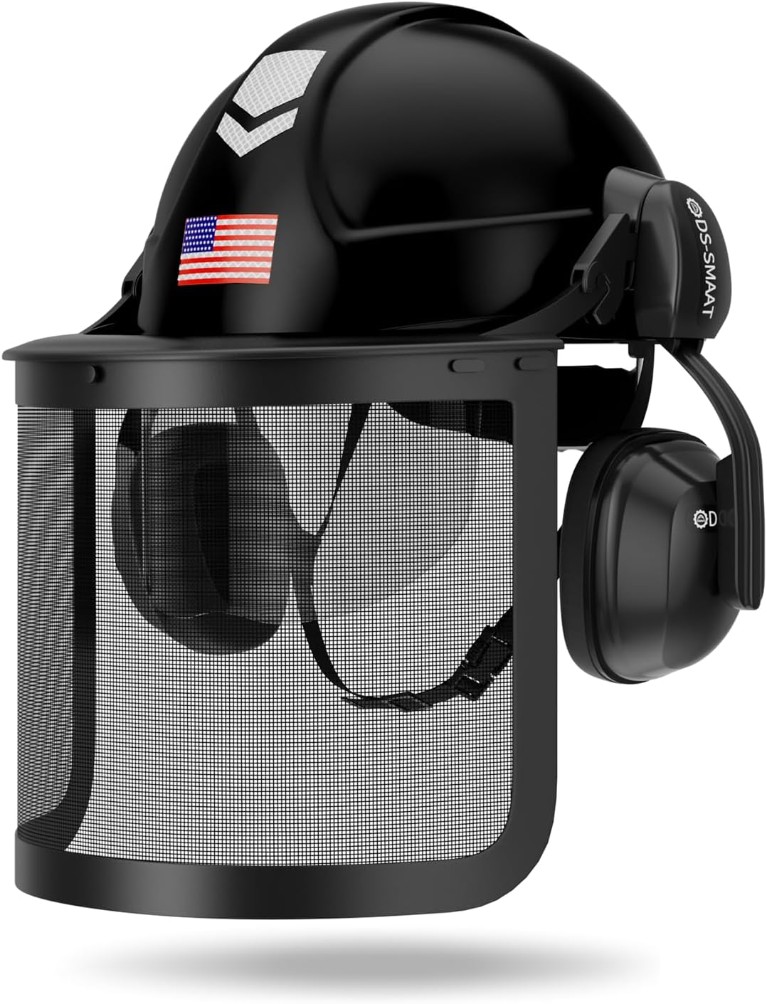 5 in 1 Forest Helmets Kit Industrial Chainsaw Helmet with Visor, Mesh&Clear PC Shield and Ear Muffs, ANSI Z89.1 Certified Forestry Helmet (Black+Mesh&Clear Shield+Earmuffs)