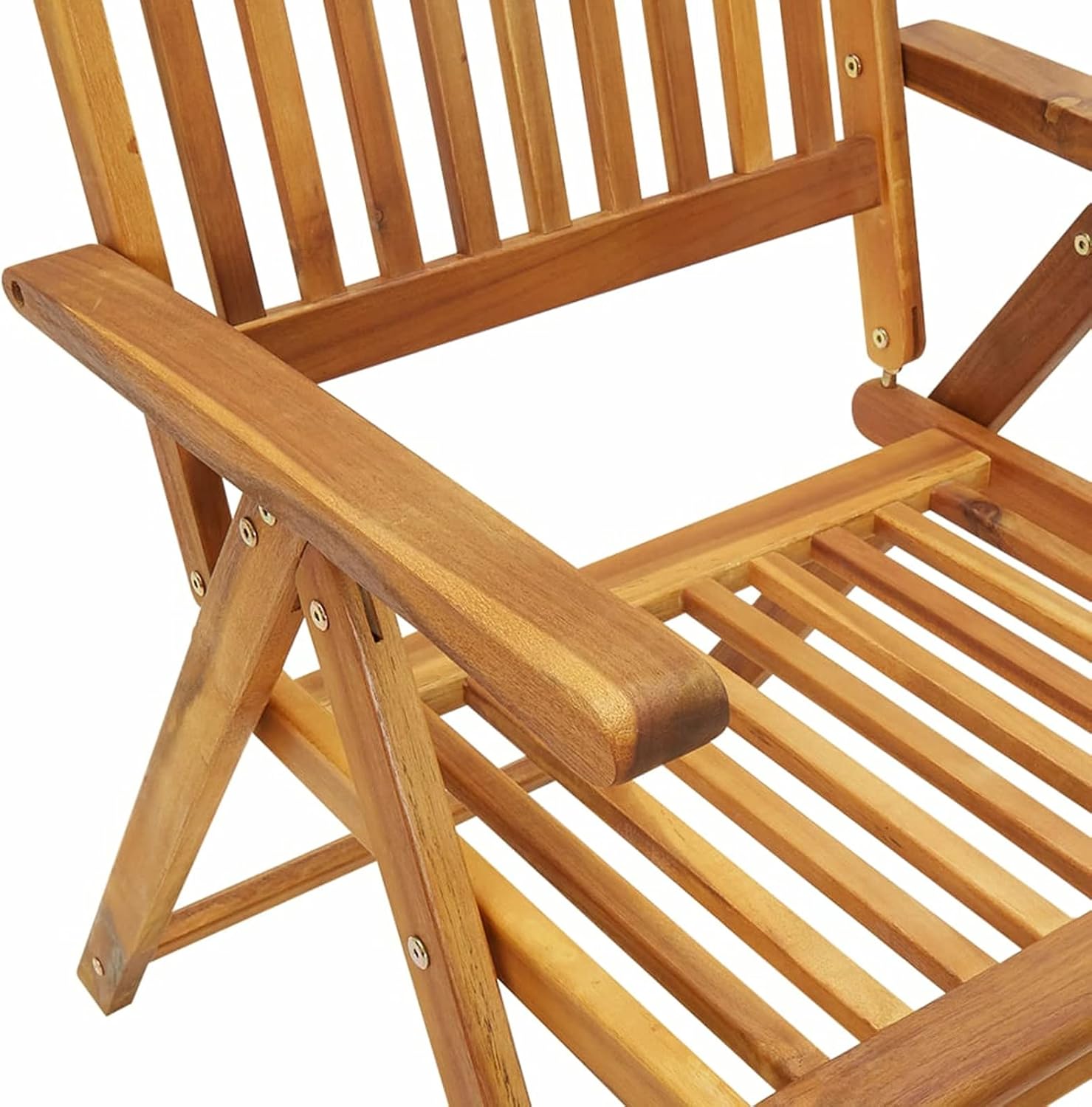 Tidyard Garden Chair Set of 2, Solid Acacia Wood Outdoor Reclining Chairs with Adjustable Backrest, Foldable Patio Seating for Garden and Terrace