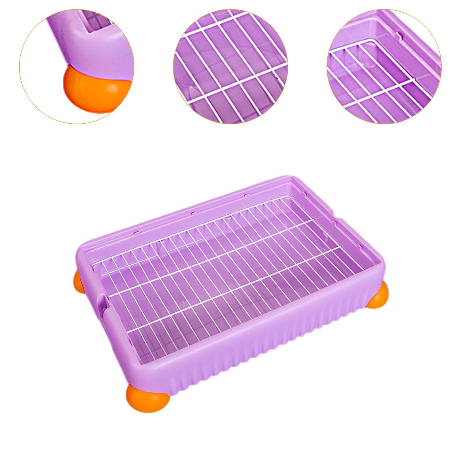 Bunny Litter Tray Toilet con Griglia Rimovibile Lettiera Angolare per Roditori Toilette da Angolo per Animali Piccoli Struttura Solida in Pp E, L, Viola