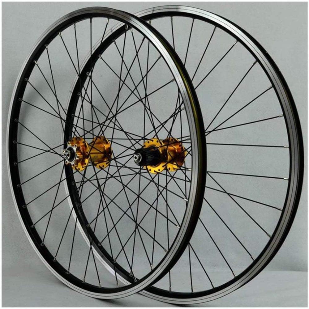 ZY MTB Bike Whe For 26 Inch Wheels Double Layer Light A Rim Sealed Bearing Disc/Rim Brake QR 7-11 Speed 32H,Red LOLDF1 (Color : Gold)