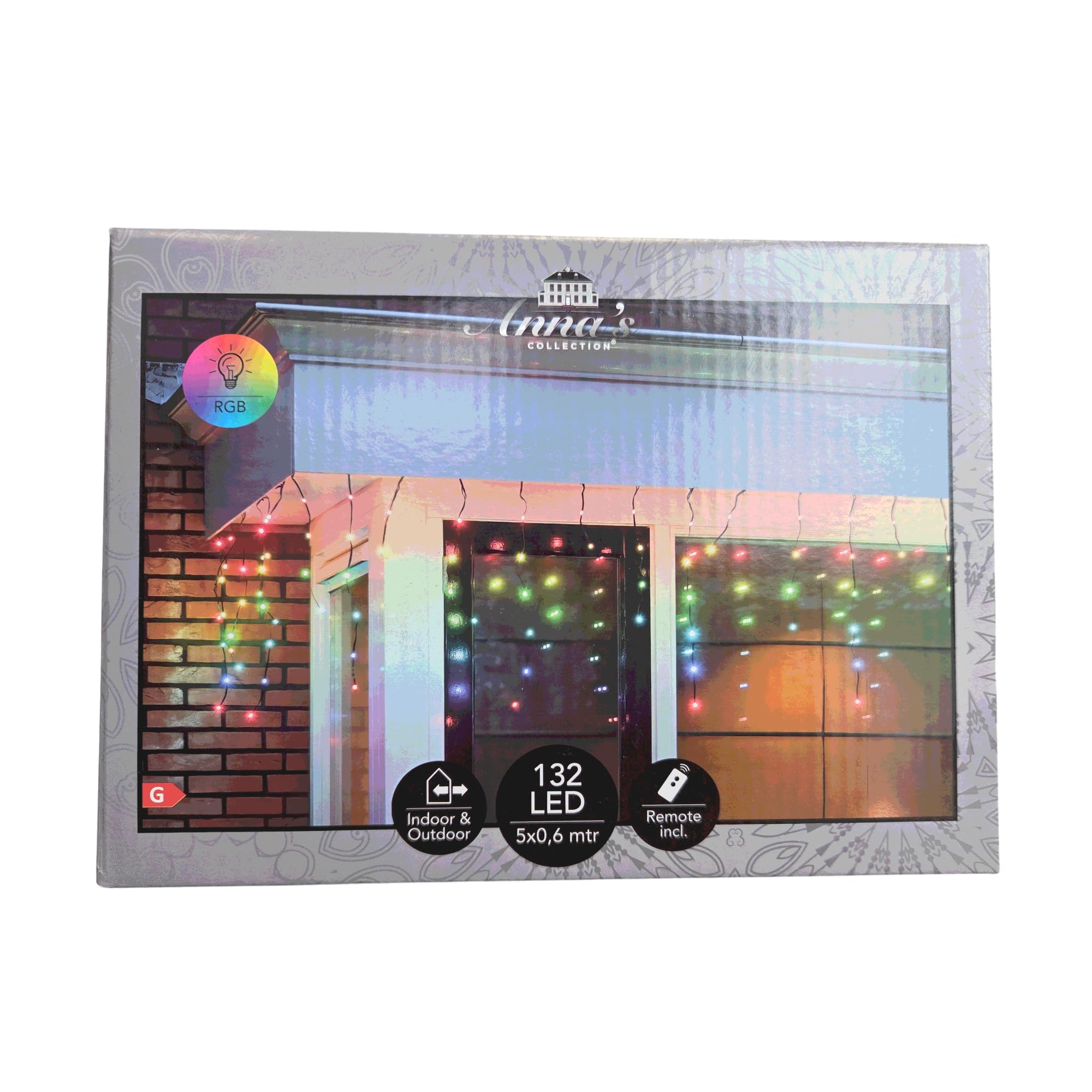 Anna's Collection LED Eiszapfen Lichterkette 132 LEDs RGB Farbwechsel - 5m Breite x 0,6m Höhe - 5m Zuleitung, IP44 Außen & Innen, Inkl. Fernbedienung (132 LED - 5 m x 0,6 m)