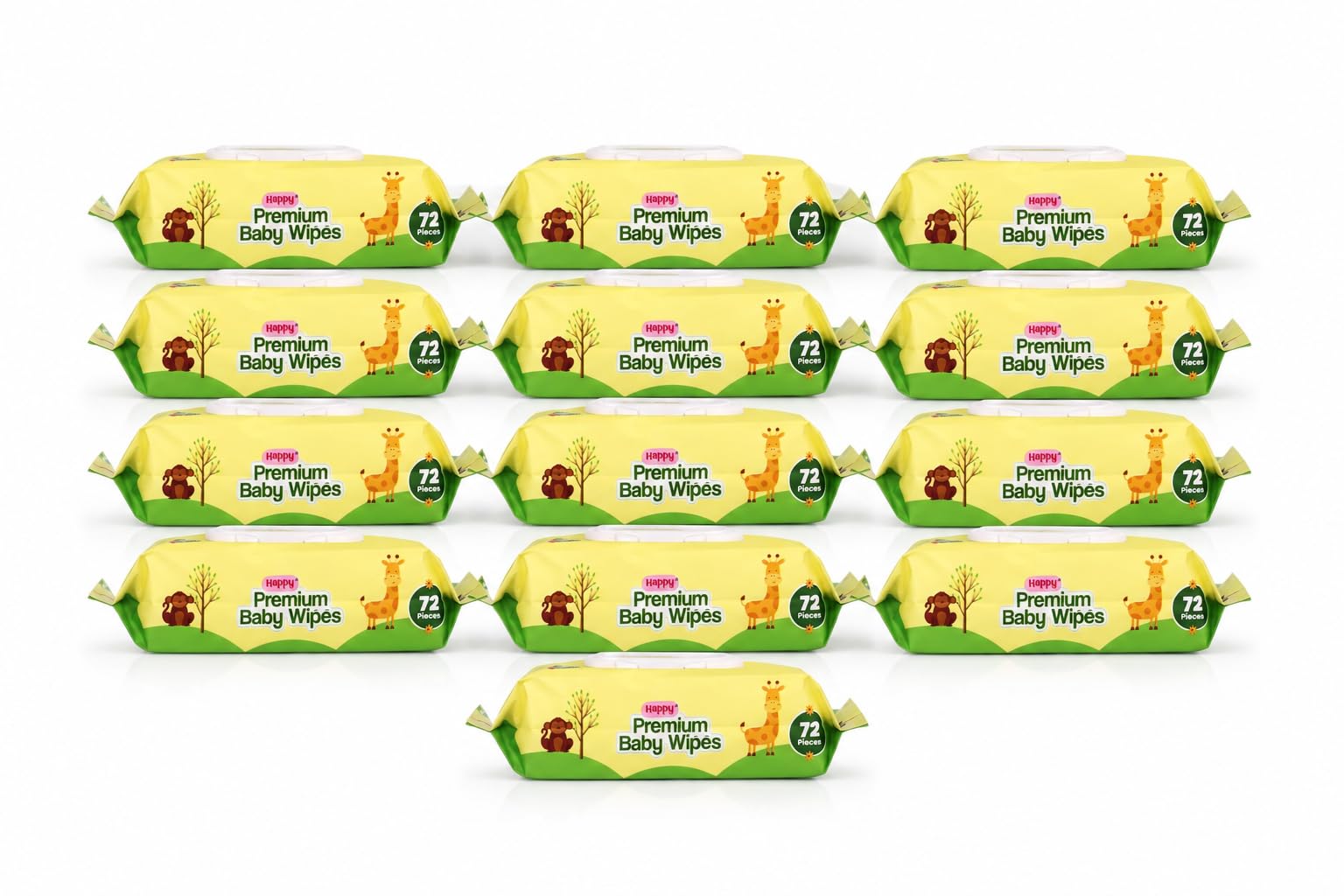 happy premium baby wipes export quality with aloe vera & vitamin e alcohol-free, dermatologically safe & ph balanced | gentle skin care for newborns & toddlers | flip-top lid for lasting moisture (13, 72 count (pack of 13))