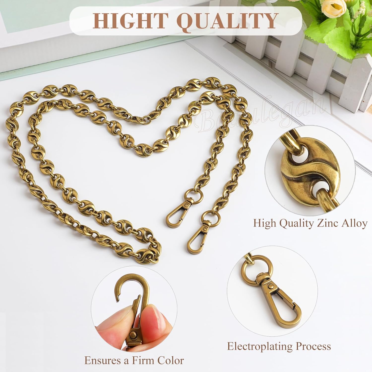 Beaulegan Luxury Purse Chain Handle Strap Replacement for Shoulder Crossbody Bag or Handbag, 23.6 Inch Long(Silver) - Image 3