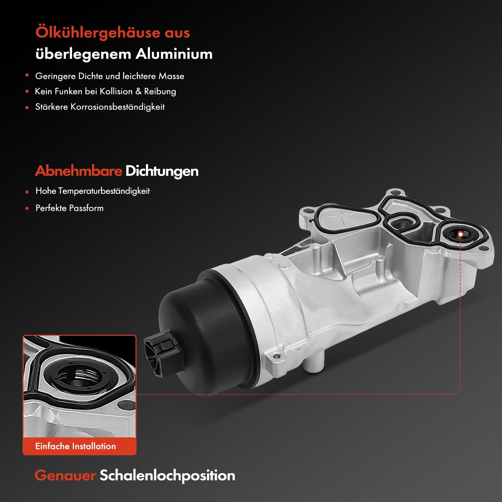 Frankberg Ölkühler Motoröl Ölfiltergehäuse Benzin Kompatibel mit C3 II SC C4 II NC DS3 SA 207 WA 208 I CA CC WC 5008 0E 0U Replace# V864375780