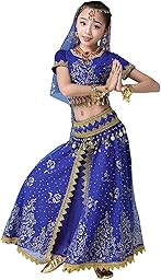 Générique Déguisement bollywood Enfant Costume Danse Orientale Robe Indienne Carnaval Fille tenue danse fille tenue danse fille