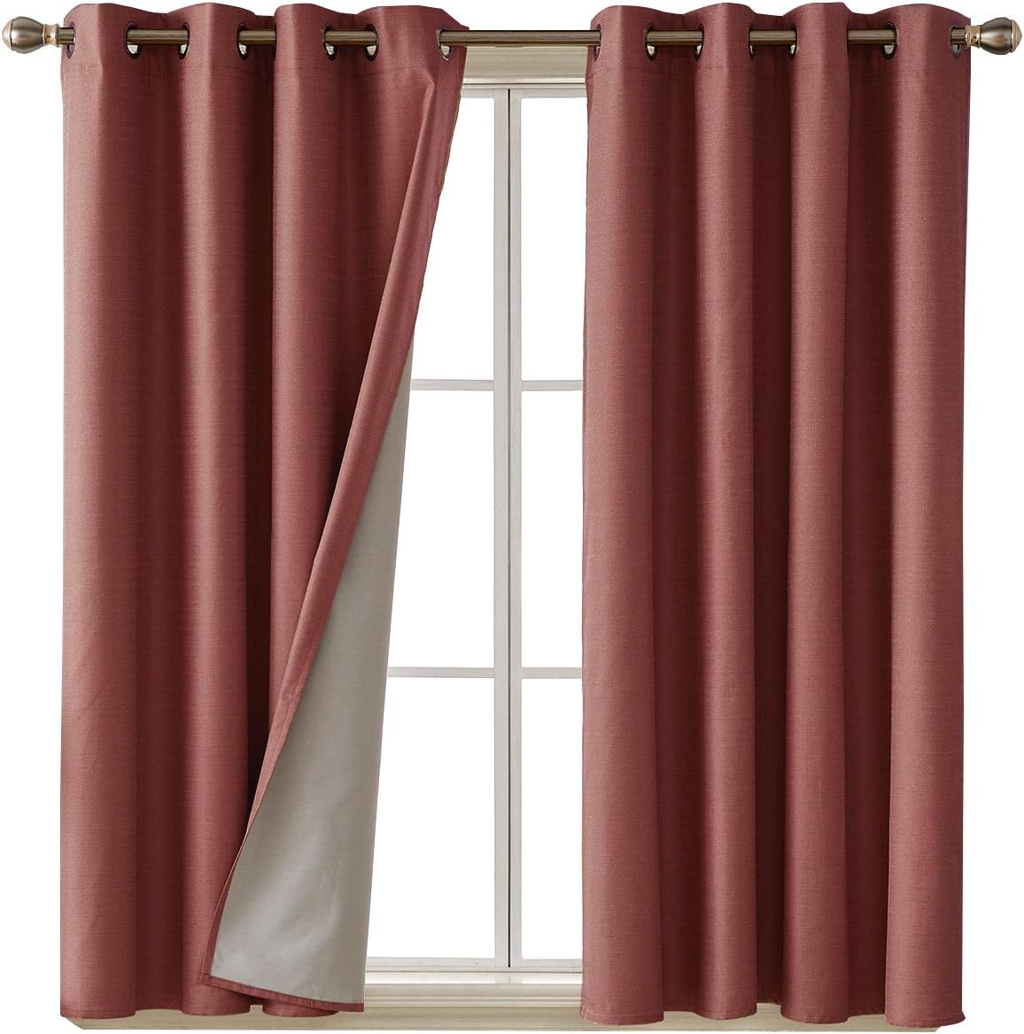 Deconovo Blackout Curtains Room Darkening Thermal Insulated Draperies Grommet Window Treatments for Bedroom Greyish White 52 x 54 Inch 2 Panels