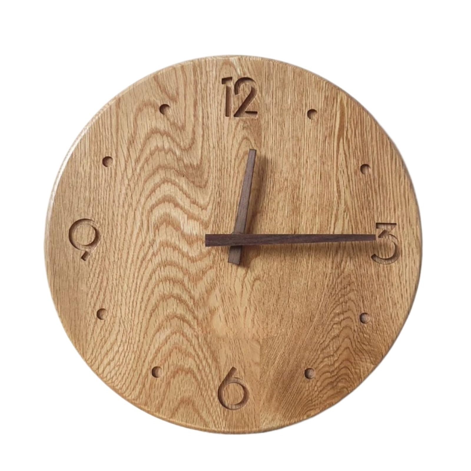 DFHS46JK Wall Decor Nordic Solid Wood Wall Clock Silent Quartz Movement Battery Powered for living room decor