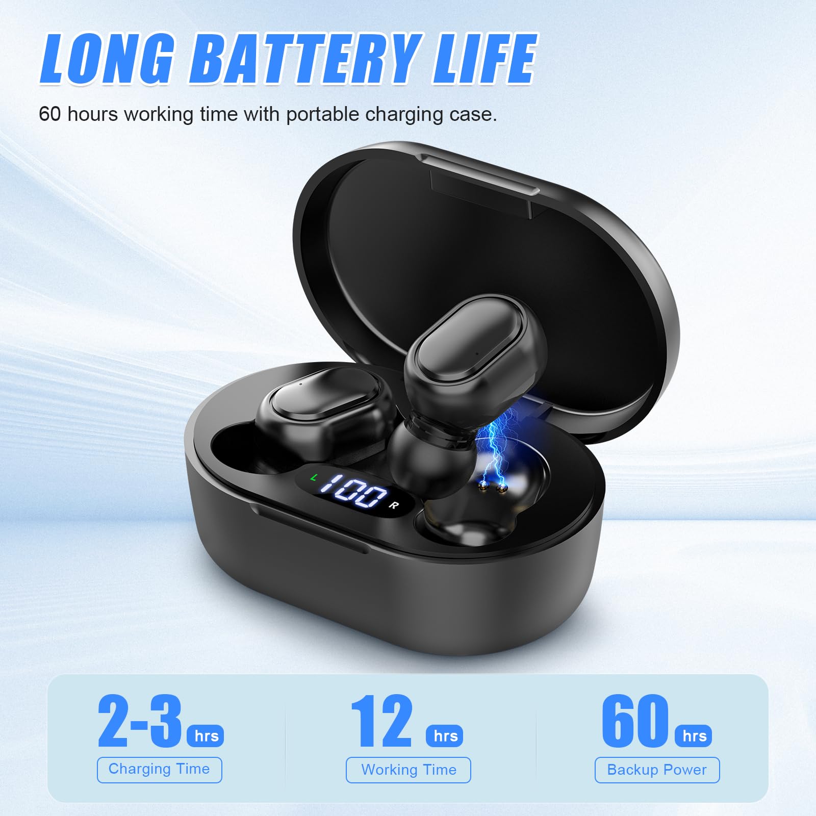 Audífonos Bluetooth para personas mayores recargables con cancelación de ruido y control de volumen, amplificador auditivo interno para adultos con pérdida auditiva, estuche de carga portátil 3