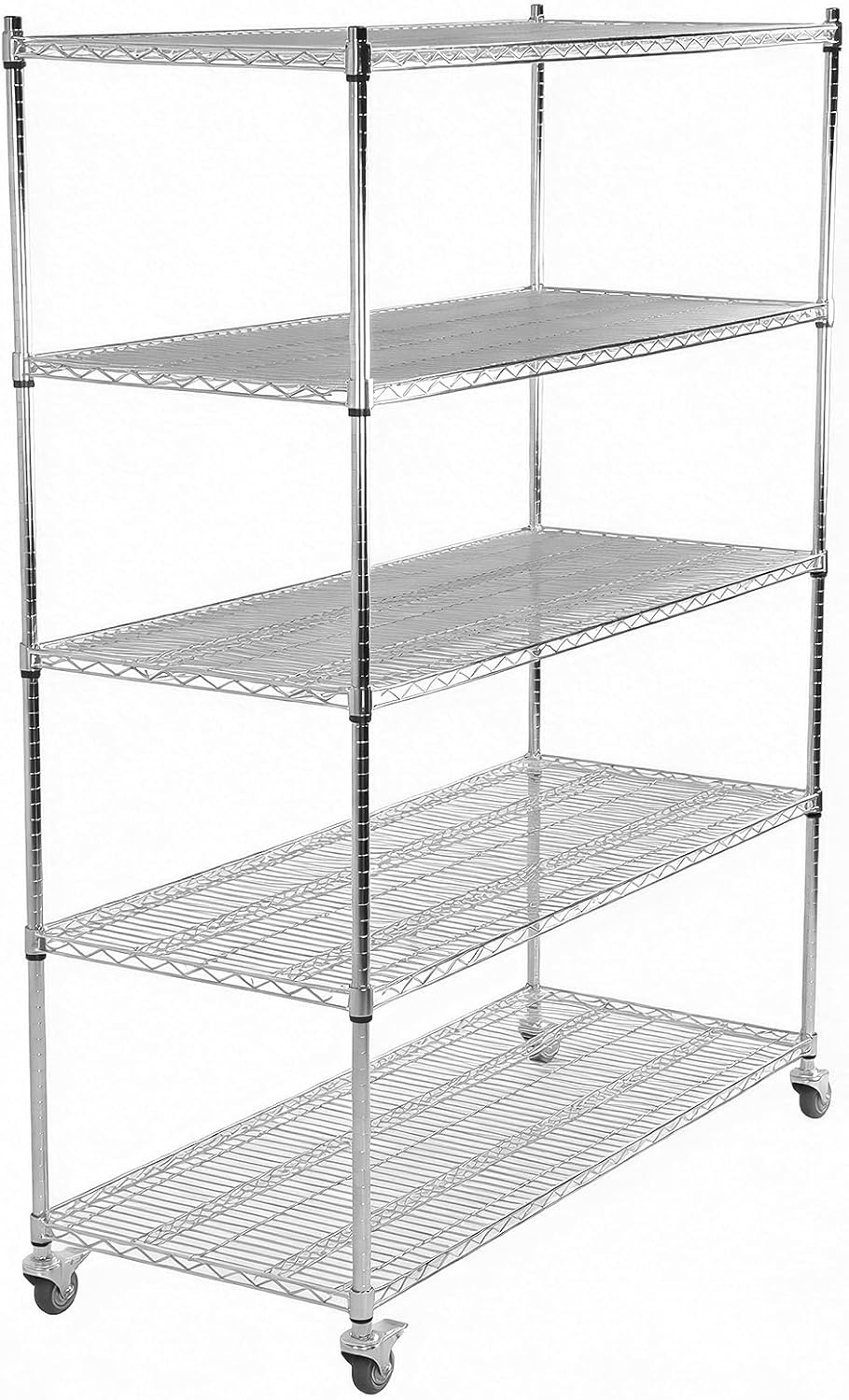 5-Tier Wire Rack Shelving with Wheels Adjustable Wire Shelving Unit 331 Lbs Capacity Per Shelf 60in L X 24in W X 79in H for Commercial Garage Kitchen