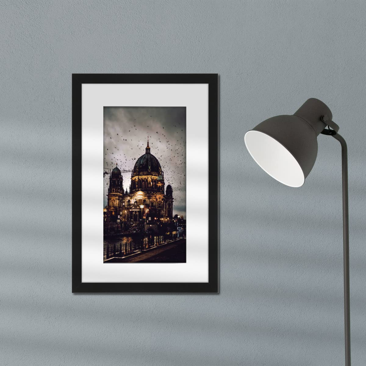 artboxONE Poster mit Rahmen schwarz 45x30 cm Berliner Dom Birds von Iman Azizi - gerahmtes Poster