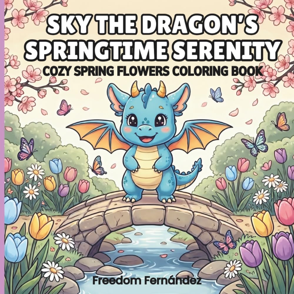 Sky the Dragon’s Springtime Serenity: Cozy Spring Flowers Coloring Book