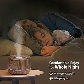 Aromatherapy Essential Oil Diffuser for Room: Air Humidifier Aroma Scent Cool Mist Diffuser Colorful Lights Wood Cute Small Large Waterless Auto Off Ultrasonic Diffusers for Home Bedroom (300ml)