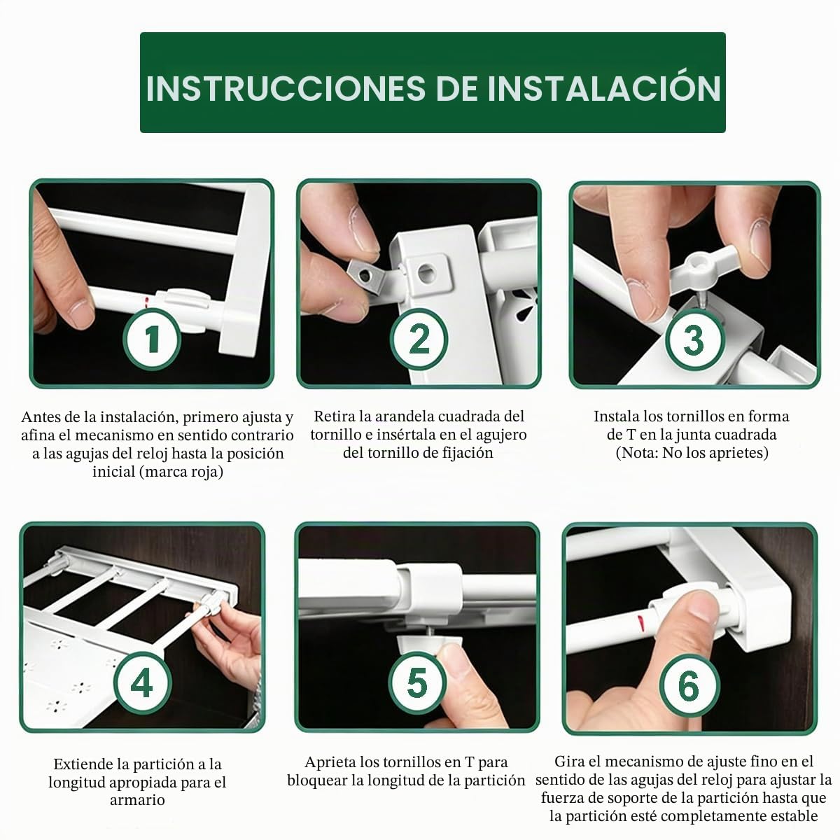 Estante Extensible Ajustable para Armario, Separador de Armario, Divisor de Ropa, Barra de Tensión para Bricolaje, Cocina, Baño, Organizador (Acero al carbono,42 cm de ancho,41-52 cm de largo)