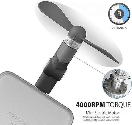 Miniatura 2 de Wuedozue Mini ventilador portátil rotación de 180 Ventilador pequeño y fresco para teléfono celular compatible con iPhone 121112 ProXsMaxX  88 Plus