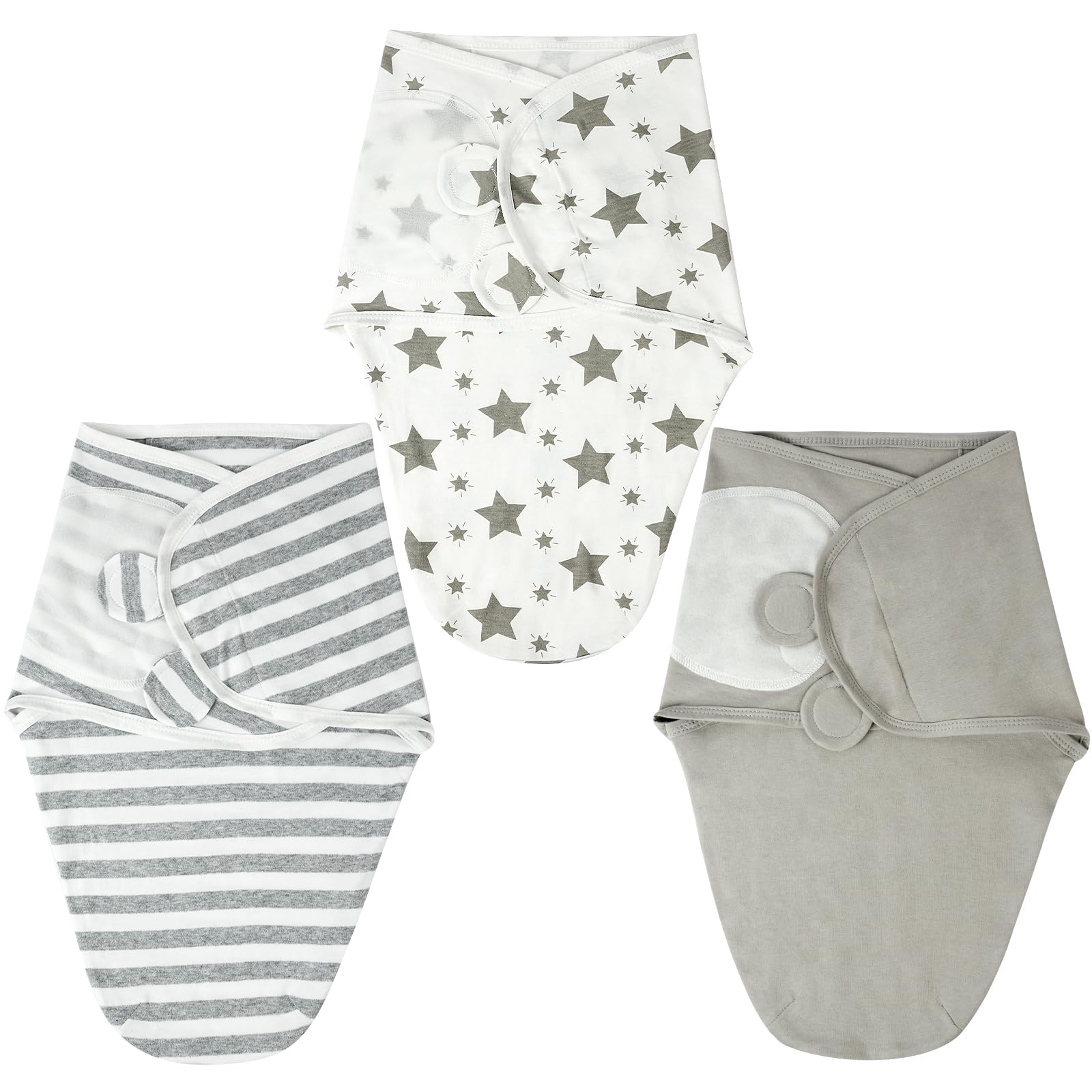 Coperta Neonato Swaddle, 3 Pezzi Sacco per il Sonno Ergonomico, Copertina Avvolgente Regolabile per Neonato, Morbido e Confortevole, Adatto per Neonati 0-3 Mesi