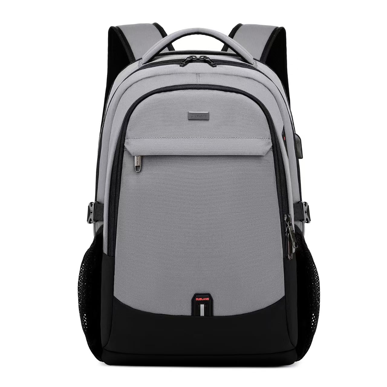 DUSLANG 17 Inch Travel Laptop Backpack Water Resistant College Backpack for Men/Women Laptop Bag with USB Charging Port, Light Grey and Black