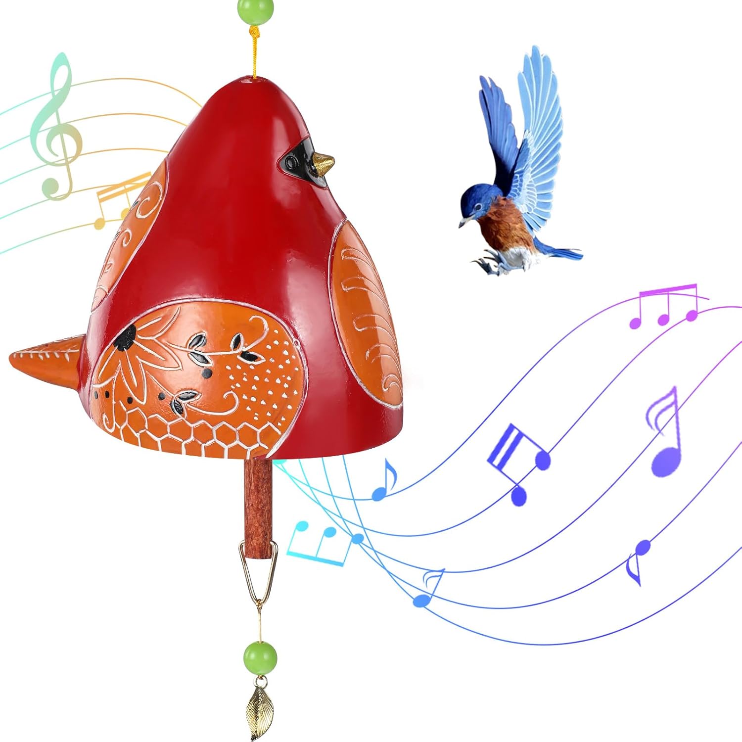 CroBlissful 1 Pcs Ceramic Cardinal Wind Chimes for Outside