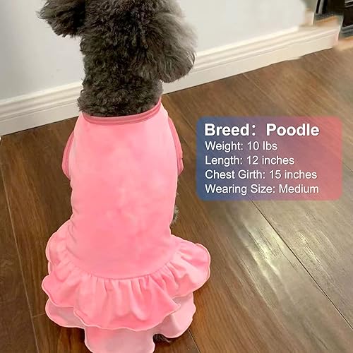 Miniatura 4 de cyeollo Paquete de 2 vestidos para perro, ropa de primavera y verano, vestidos transpirables para perros pequeños y niñas, teñido anudado, talla XL