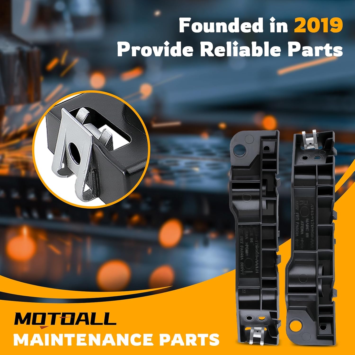 MOTOALL Pair Front Bumper Bracket Retainer 7T4Z17E814A Fit for Ford Edge 2007-2010 Replaces 7T4Z17E814B